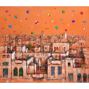 Zahid Saleem, 30 x 36 Inch, Acrylic on Canvas, Cityscape Painting, AC-ZS-139